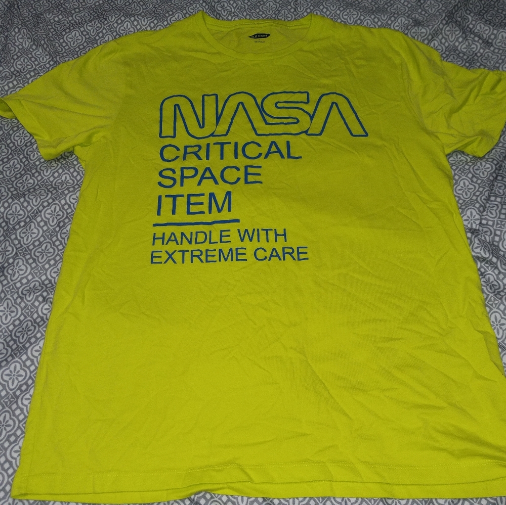 Old Navy Neon Green NASA Tee Shirt Size Large